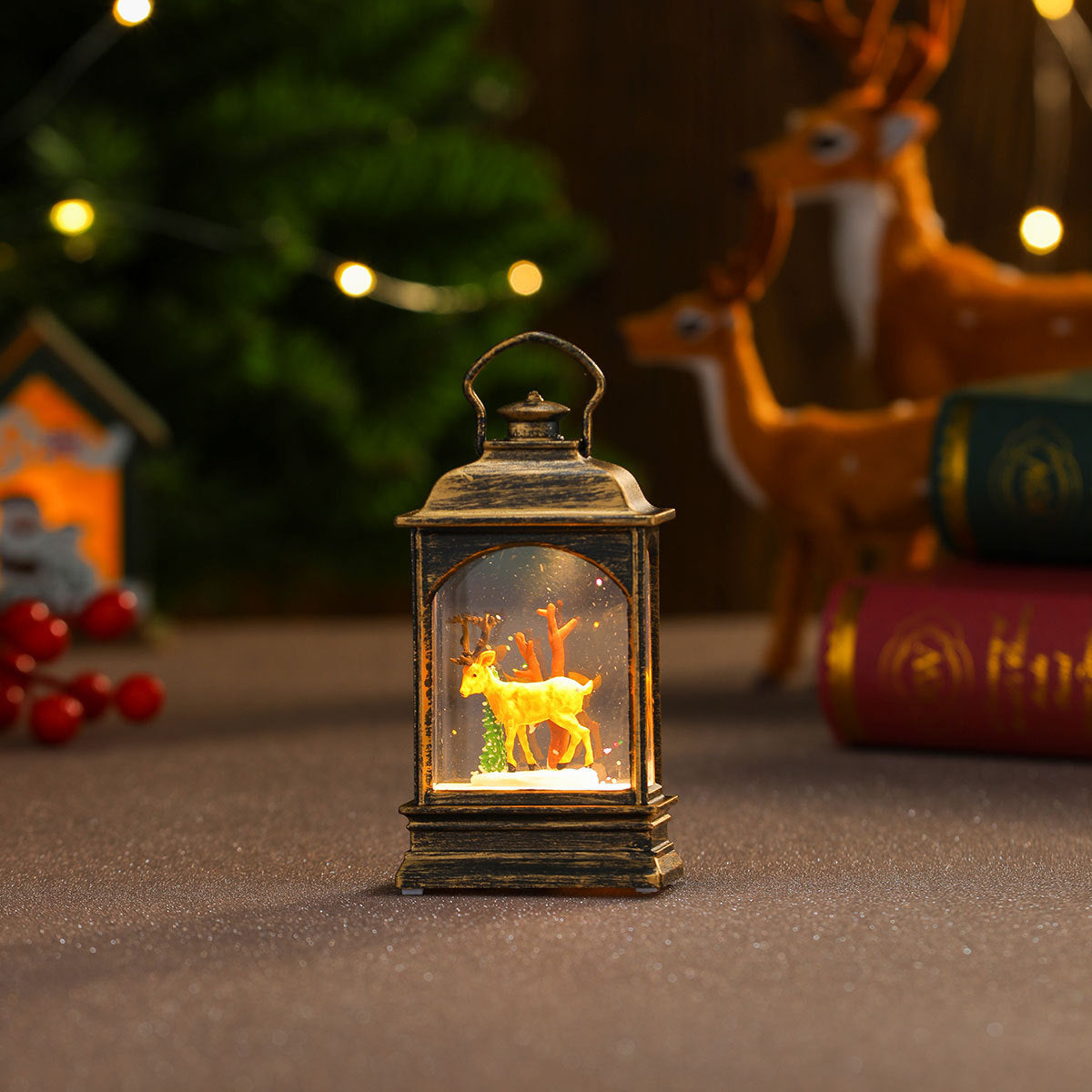 Christmas decoration wind lantern crystal light Santa Claus Christmas party decoration Christmas ornament Christmas gift