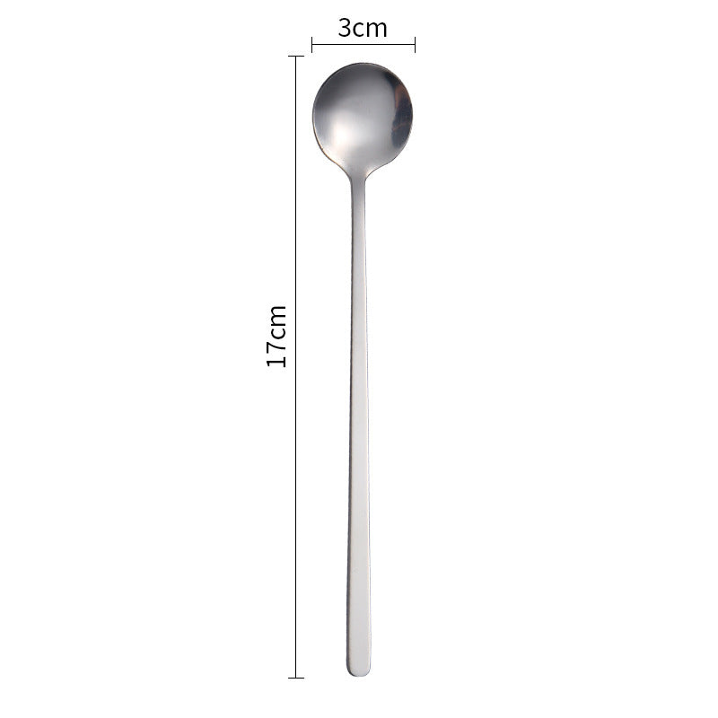 Stainless Steel Square Head Spoon Creative Long Handle Bar Iced Gold Coffee Mixing Spoon Small Round Spoon Mug Spoon