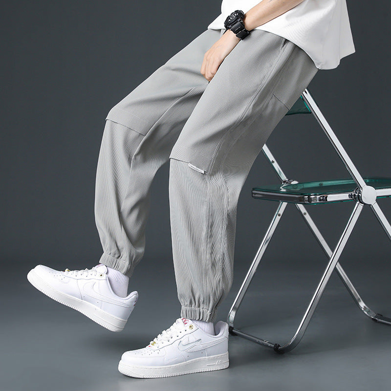 Teen summer pants 12 year old boy junior high school student 13 ice silk slacks 15 big kids pants