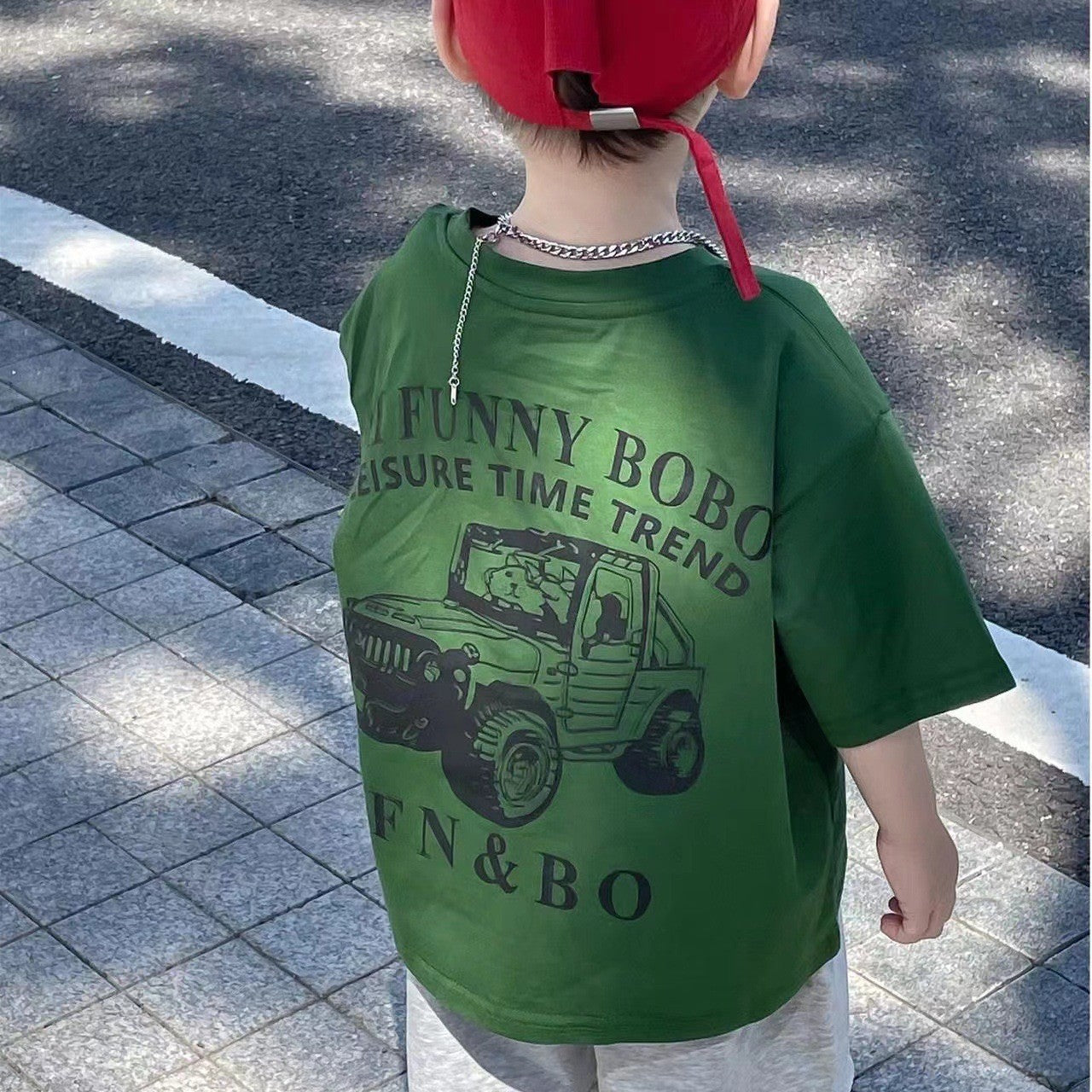 Cotton boy short sleeve T-shirt handsome Korean fashion brand loose casual 2025 summer baby versatile clothes T