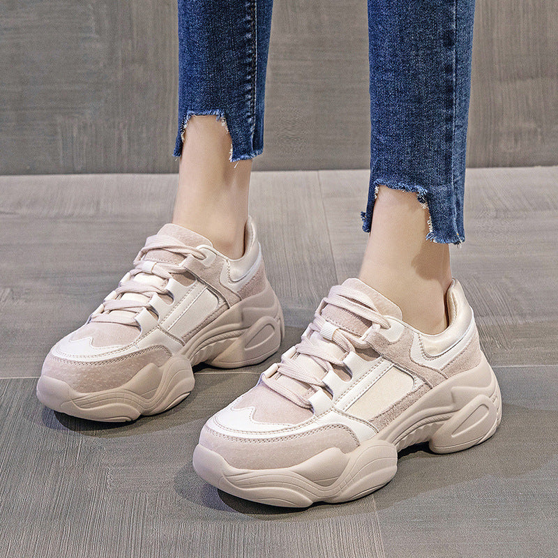 Lightweight leather daddy shoes women's summer 2025 new Korean version of versatile ins trendy shoes casual platform sneakers