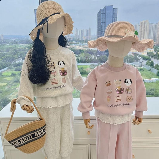 Girls' sweatshirt set spring and autumn 2025 new children's casual fashion autumn baby cotton foreign autumn clothes sports