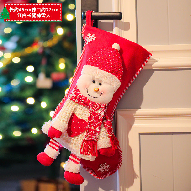 New Christmas decoration Christmas Eve Christmas stocking pendant gift Santa Claus kids Christmas gift bag wholesale