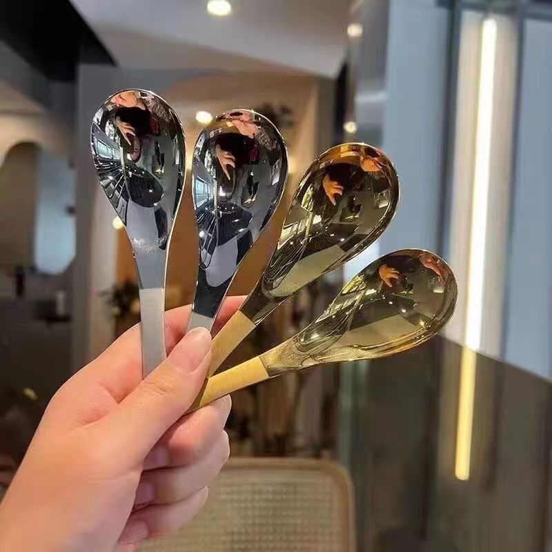 Stainless steel spoon, Internet celebrity spoon, home tableware, deepening Chinese dining spoon, soup spoon, Western food hotel, Gong Yan spoon