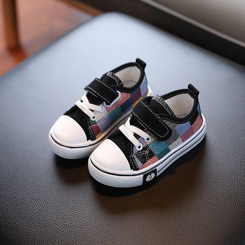 Low-top children's canvas shoes 2023 spring and autumn new children's British style skid shoes for boys and girls kindergarten children's shoes