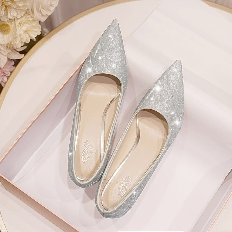 Factory direct sales single shoes women's 2024 new French gold wedding shoes two wear not tiring feet women's high heels super high heels