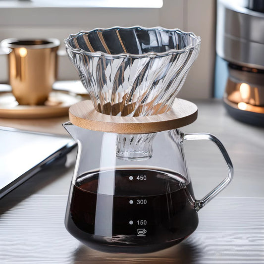 glass pour-over coffee pot set coffee filter cup sharing pot brew pot coffee utensils wholesale transparent