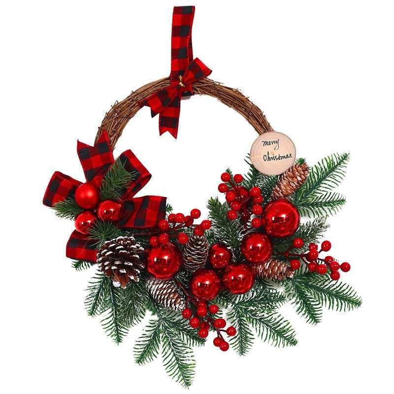 Cross-border Christmas decoration Christmas tree wreath rattan horn door hanging wall hanging hotel mall pendant wreath