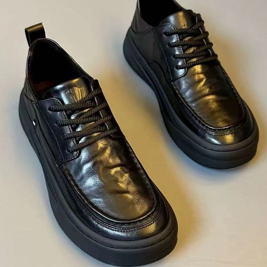 2025 men's new business casual board shoes round toe fashion British versatile breathable soft soled leather shoes formal super soft