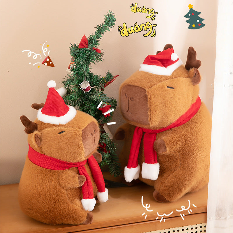 Christmas Capybara Creative Capybara Doll Capybara Doll Plush Toy Kids Throw Pillow Ornament Holiday Gift