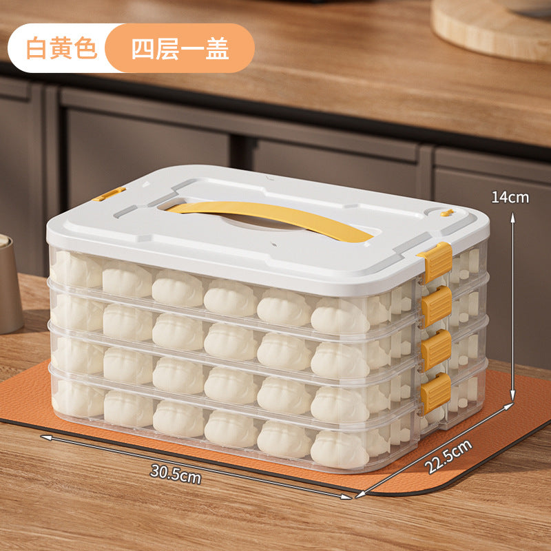 Dumpling storage box, refrigerator food-grade quick-frozen kitchen wontons, dumplings, frozen fresh-keeping organizing tray, crisper box
