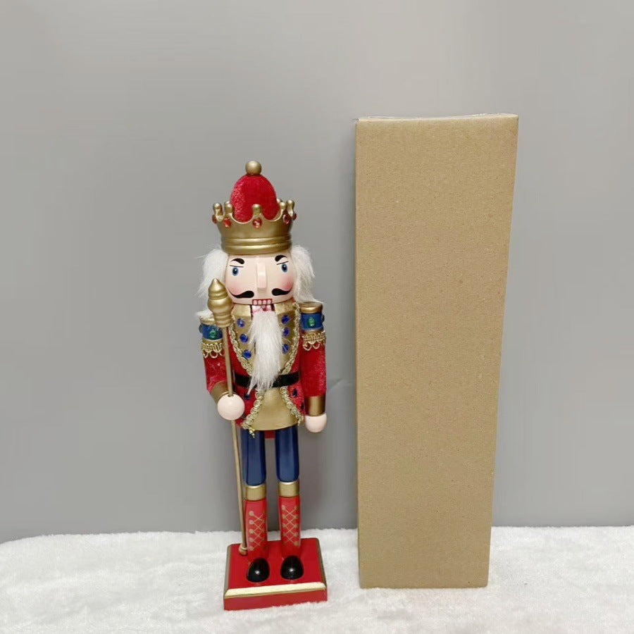 Cross-border spot new nutcracker wooden handicraft ornaments in different sizes Creative home Christmas ornaments