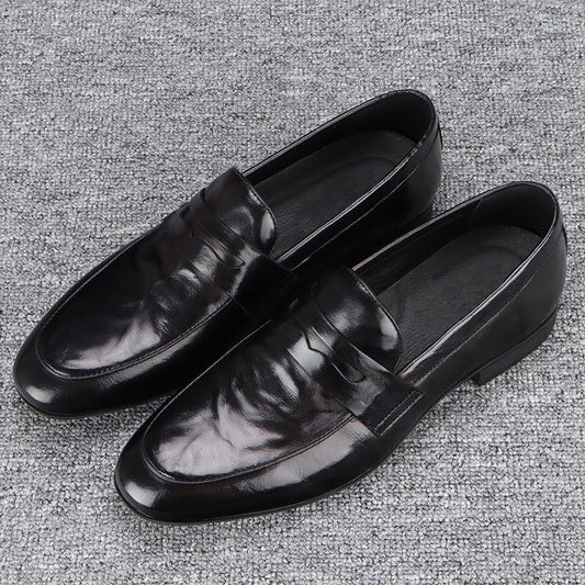 Men's Shoes 2024 New Black Casual Men's Leather Shoes Leather Trend Soft Sole Soft Surface British Business Shoes Men