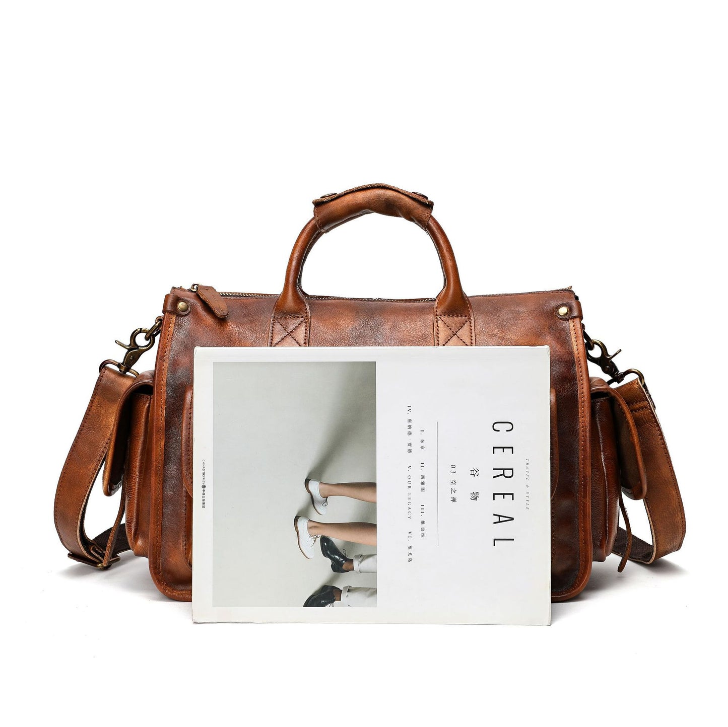 Cross-border leather men's cross-body bag vegetable tanned leather hand-polished hand-held briefcase high-end business men's bag single shoulder