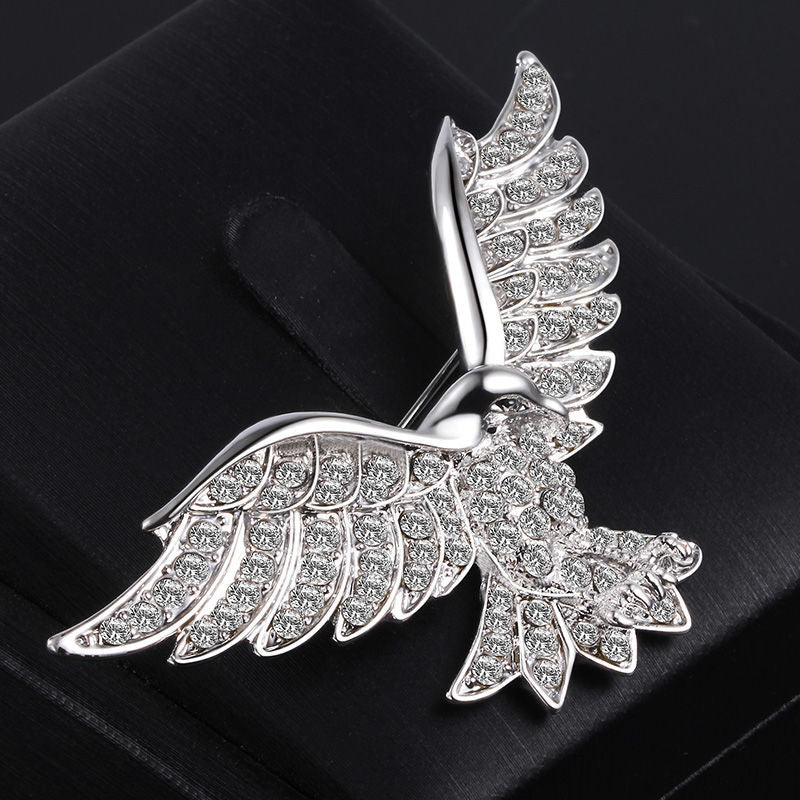 Fashionable eagle diamond men's suit brooch personality wings eagle blazer pin versatile jacket accessories
