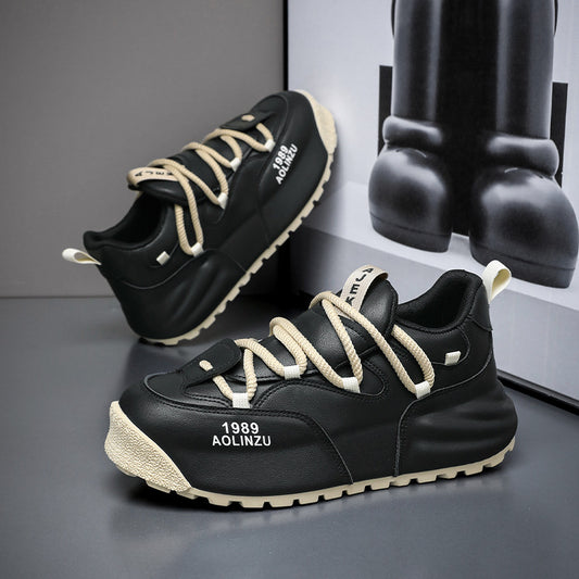 Cross-border plus-size 48 explosive 2025 spring new men's shoes are versatile sports and leisure, and the heightened platform dad shoes are added