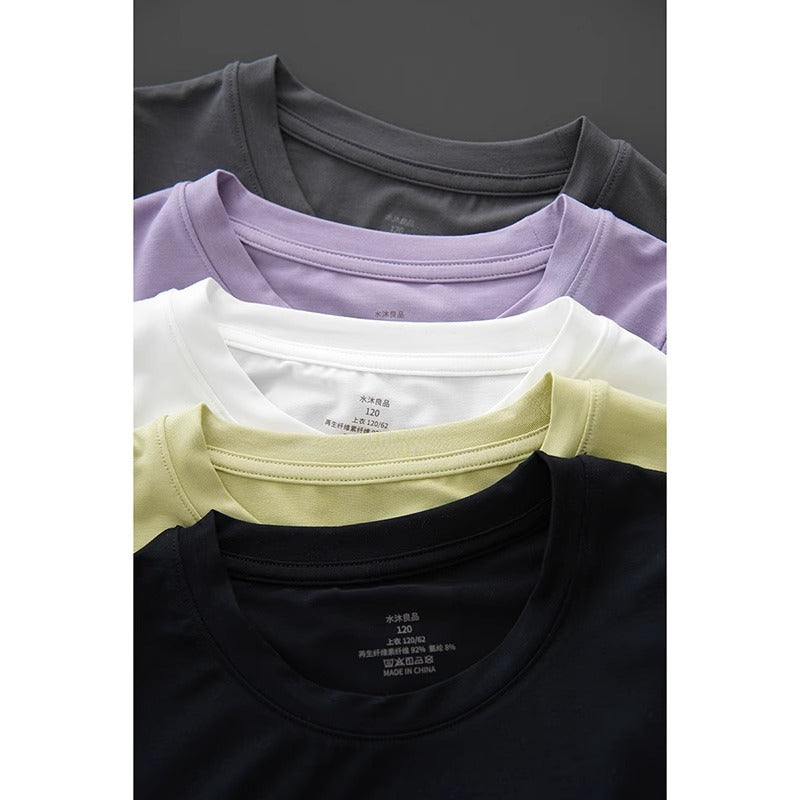Class A 50 Lenzing Modal Children's Thin T-Shirt Boys & Girls Round Neck Solid Color Base Medium & Big Kids Summer Style