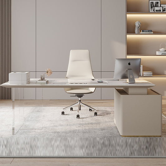 Rock slab desk: modern, simple and light luxury, designer desk, high-end study, computer desk, chair, boss workbench boss desk