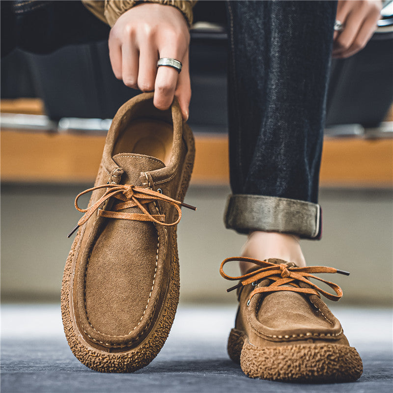 Suede men's shoes new summer thin British style low-top shoes men's work and driving casual leather shoes Y351
