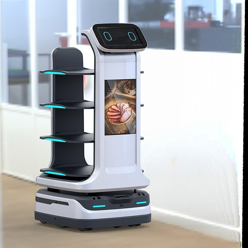 Hotel restaurant food delivery robot intelligent voice multi-function trackless robot food delivery and food delivery without contact