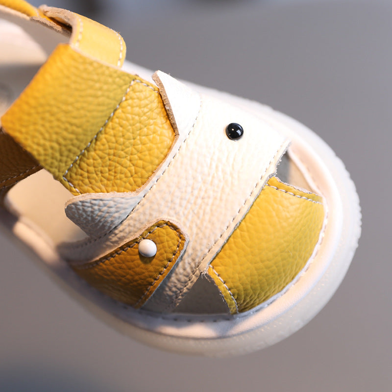 Genuine leather cowhide baby sandals for men 0-1-3 years old baby non-slip women's shoes for summer new soft-soled toddler shoes to prevent dropping