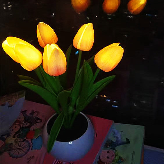 LED tulip night light simulated bouquet ornaments bedside decoration ambient light home dimmable