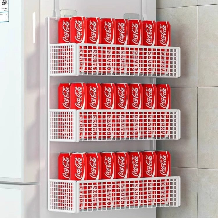Refrigerator shelf side storage rack, kitchen supplies, multi-layer plastic wrap seasoning bottle, non-perforated side wall hanger
