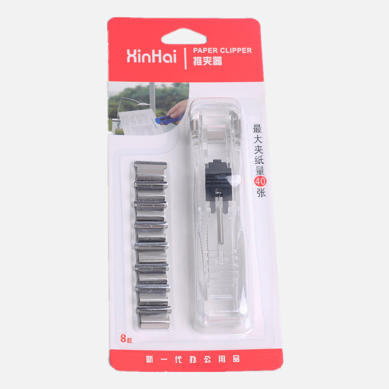 Factory wholesale office stationery medium push clip refill clip creative stapler needleless reusable