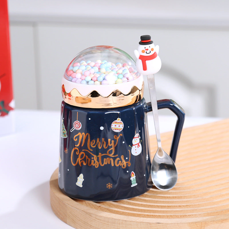 Wholesale ceramic mug Christmas gift box set with lid spoon mug water glass gift souvenir printing gift bone china