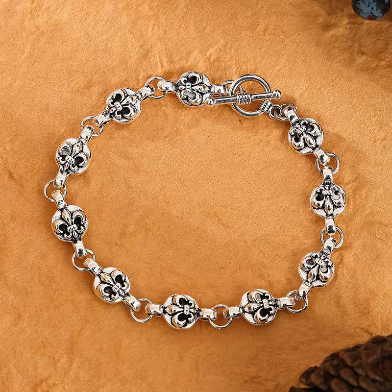 Classic high version personality anchor scout flower pendant pendant vintage silver-plated cross chain necklace men's and women's sweaters