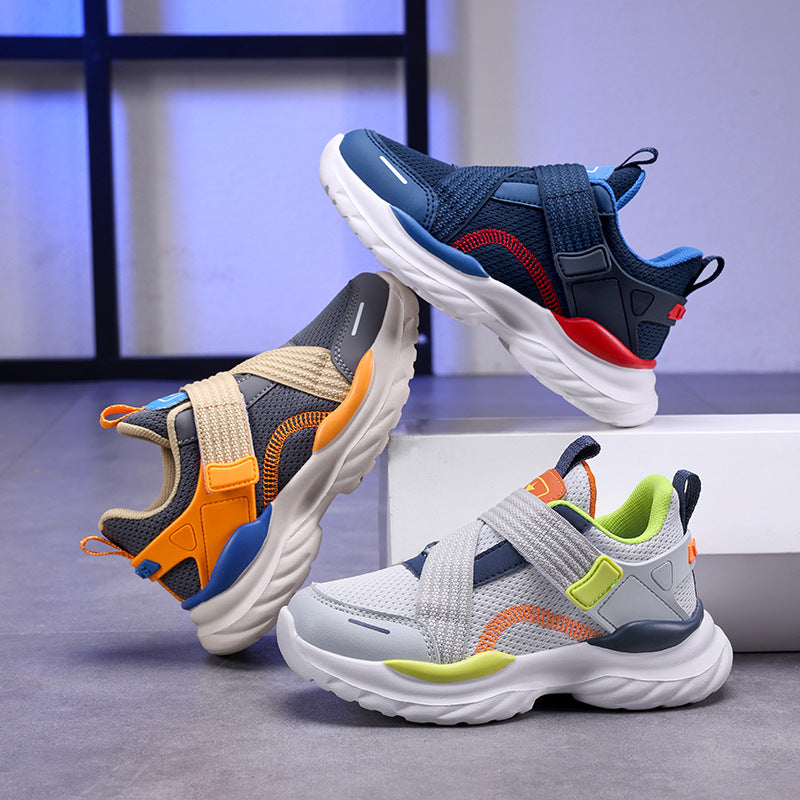 Boys' Sneakers 2026 Fall/Winter New Cross-border Wholesale Children's Mesh Breathable Casual Shoes Medium and Large Children's Running Shoes