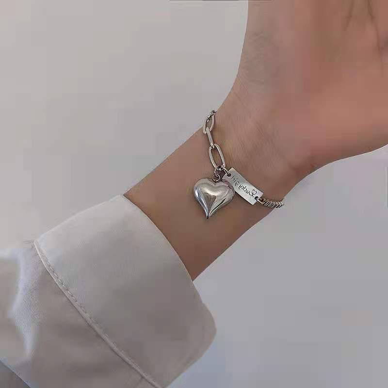 Fashion personality glossy love bracelet women's simple niche design rectangular brand letter anklet retro jewelry