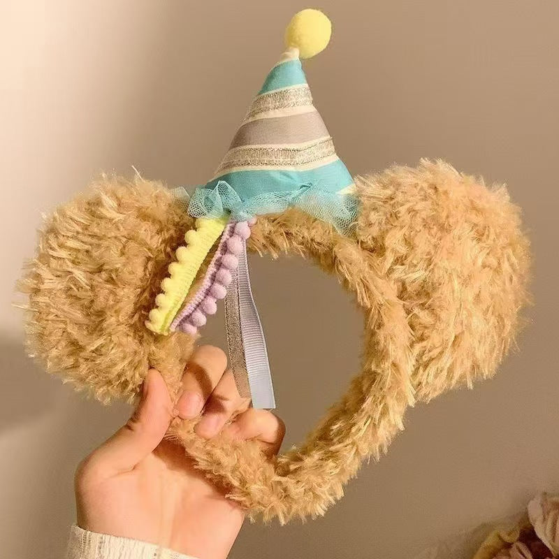 Christmas headbands Daffy bear hat plaid headbands red cartoon wholesale christmas dress up headwear plush hair bundles