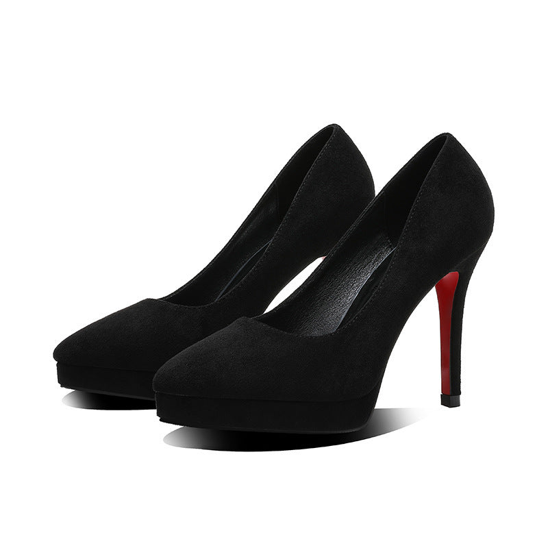 608-2 High Heels Women's Platform Thin Heel Pointed Toe Small Suede Women's Shoes Nightclub Sexy Shoes