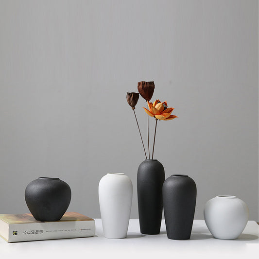 Jingdezhen ceramic small vase Nordic simple home hotel decoration ornament dried flower arrangement hydroponic flower pot white