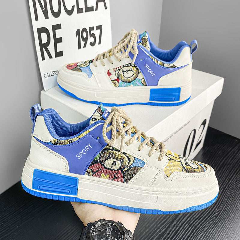 Niche original men's shoes spring 2024 new breathable board shoes casual and versatile platform soled non-slip student sports fashion shoes