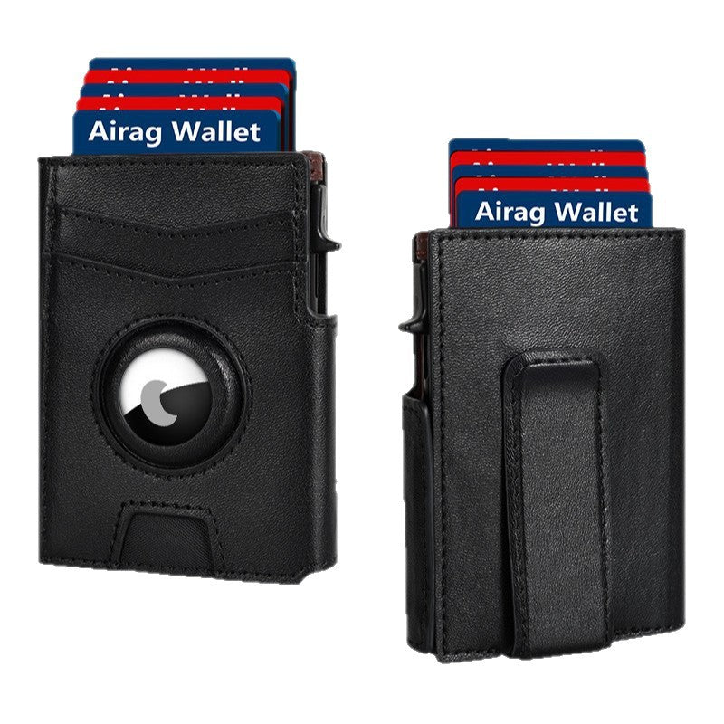 Cross border ultra thin magnetic flip cover men's wallet Airtag contrast microfiber rfid anti-theft large capacity men's wallet