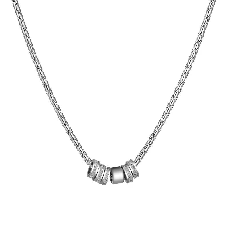 Shining diamond ring clavicle chain, men's fashion small waist stainless steel necklace, men's and women's couples, trendy and versatile