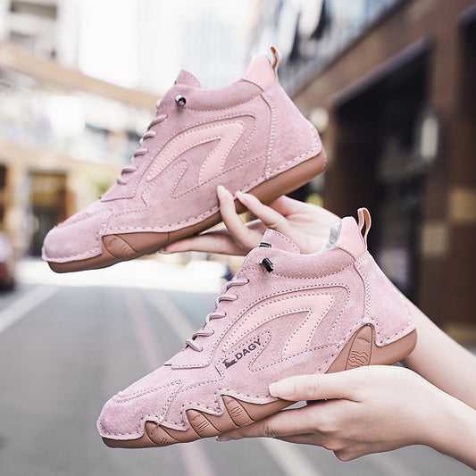DAGY Dior Ram Autumn and Winter Women's Retro High-Top Casual Shoes Genuine Leather Soft Sole Anti-Slip Cargo Shoes Trendy Women