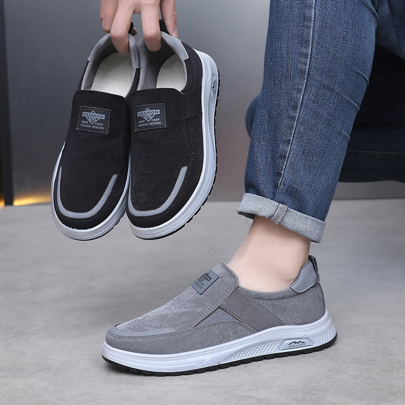 Shoes: men's slip-on comfortable, lazy soft-soled canvas shoes, casual breathable, non-slip and anti-odor single shoes, outdoor walking shoes