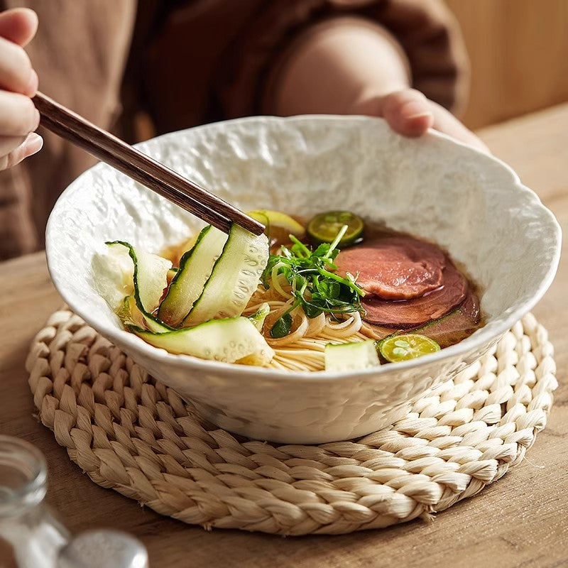 Rock-grained soup bowl, home large bucket salad bowl, creative ceramic instant noodle bowl, high-end sense of special hotel tableware