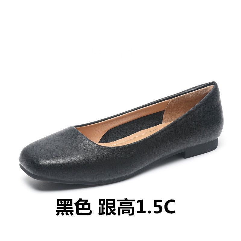 Flight attendant work shoes, black professional shoes, medium heel, thick heel single shoes, soft soles, comfortable and not tiring feet, civil servant interview women's shoes