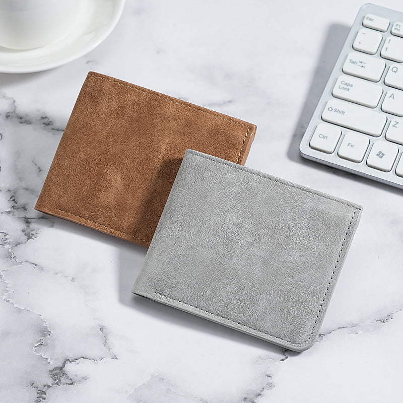 Japanese Muji Frosted Wallet Card Case All-in-One Men's Ultra-Thin Short Wallet Soft Leather Wallet Multi-Card Wallet