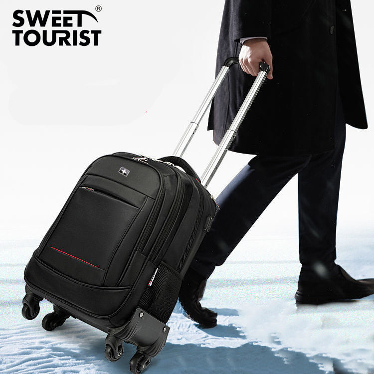 Factory direct sale anti-water repellent trolley backpack spinner wheel business travel trolley bag men's multi-functional trolley luggage