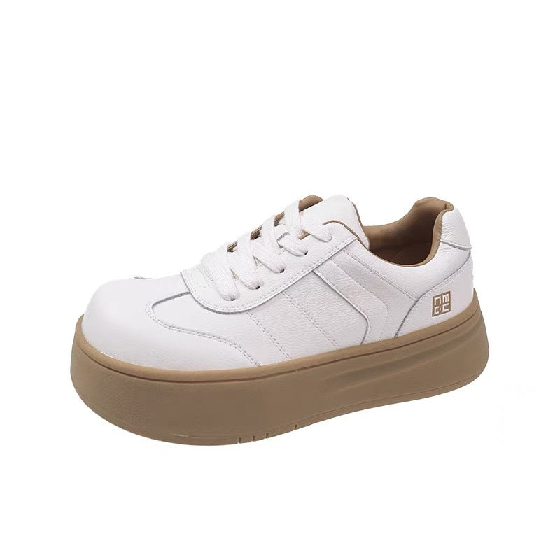 Korean version of black board shoes women's 2025 spring new platform soled casual shoes sports small white shoes versatile sports bread shoes