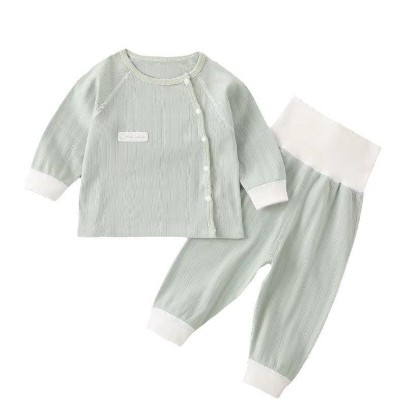 Autumn clothes and pants sets, spring and autumn cotton children's underwear, split baby close-fittings, baby base pajamas, warm clothes