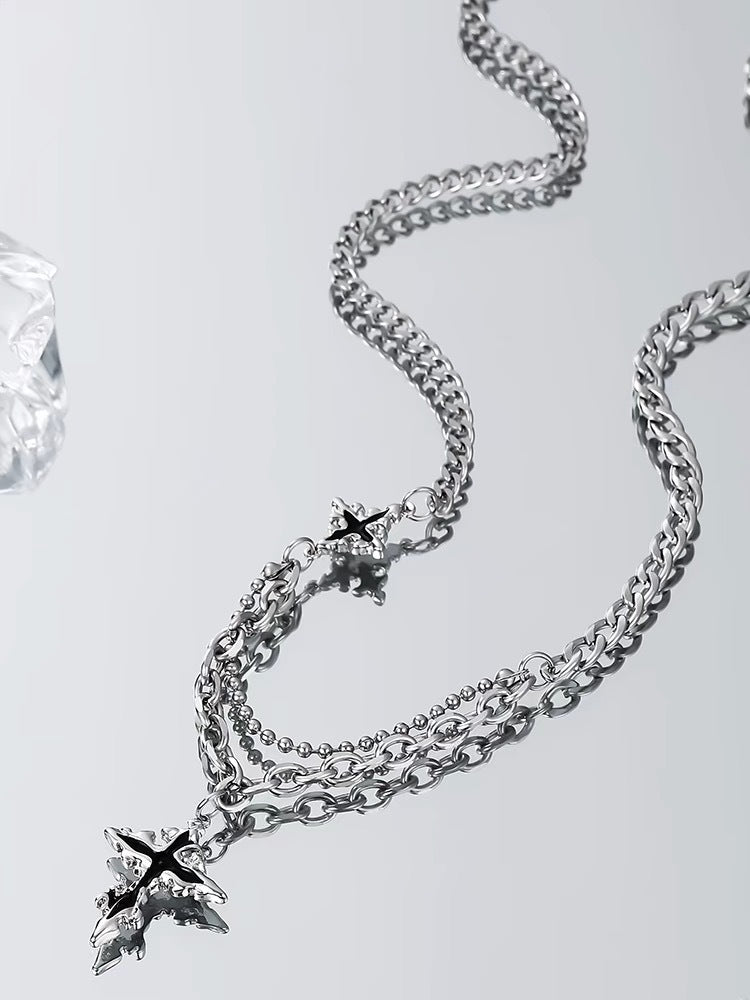 Cross pendant men's necklace fashion brand versatile men's trend boy hip hop niche high-end sense chain accessories