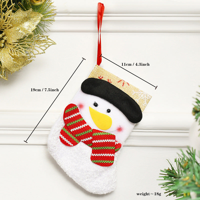 New Christmas decoration Christmas Eve Christmas stocking pendant gift Santa Claus kids Christmas gift bag wholesale