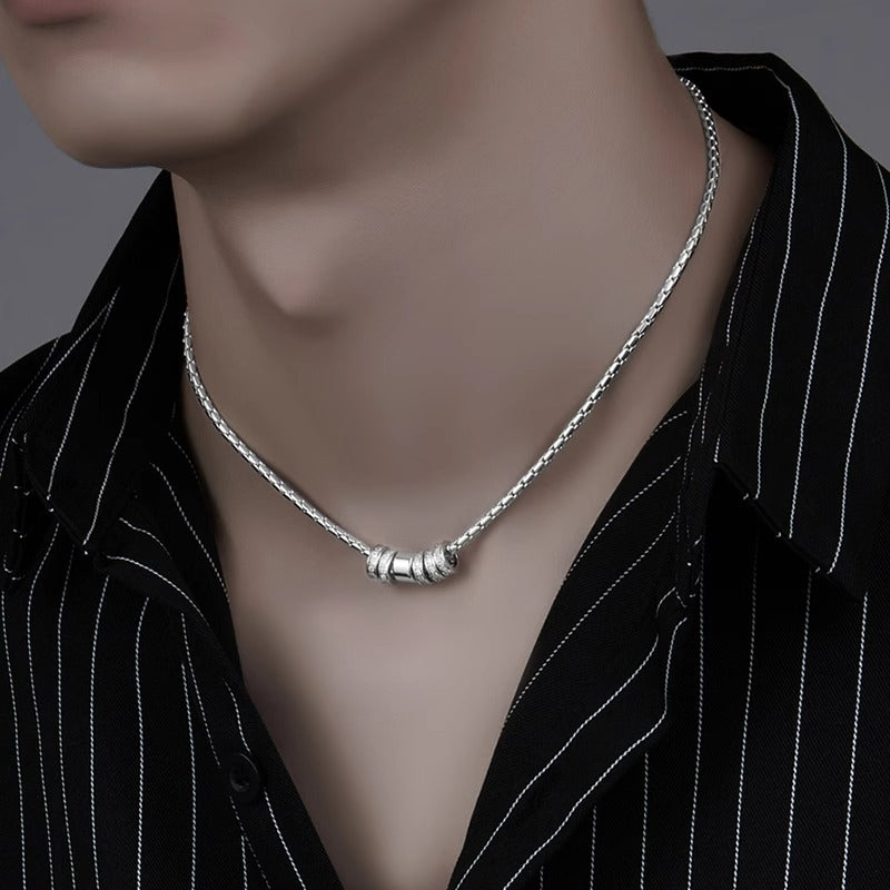 Shining diamond ring clavicle chain, men's fashion small waist stainless steel necklace, men's and women's couples, trendy and versatile