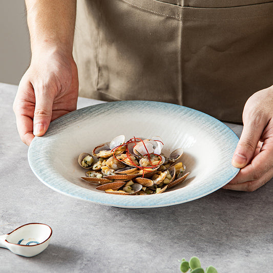 Western Food, Quicksand, Large Soup Plate, Deep Plate, Home Salad Plate, Dish Plate, Noodle Soup Bowl, Ceramic Restaurant, Hotel Tableware